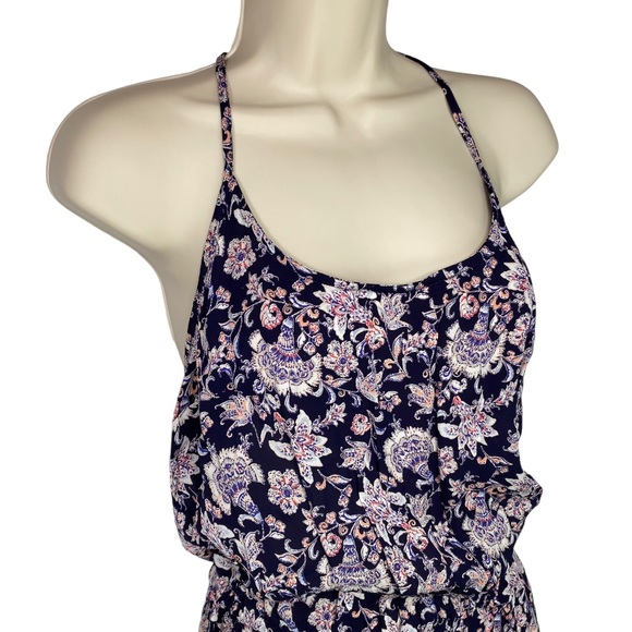 Lucky Brand Jumpsuit Womens Size L Halter Floral Sleeveless Pockets Strappy - Picture 2 of 11